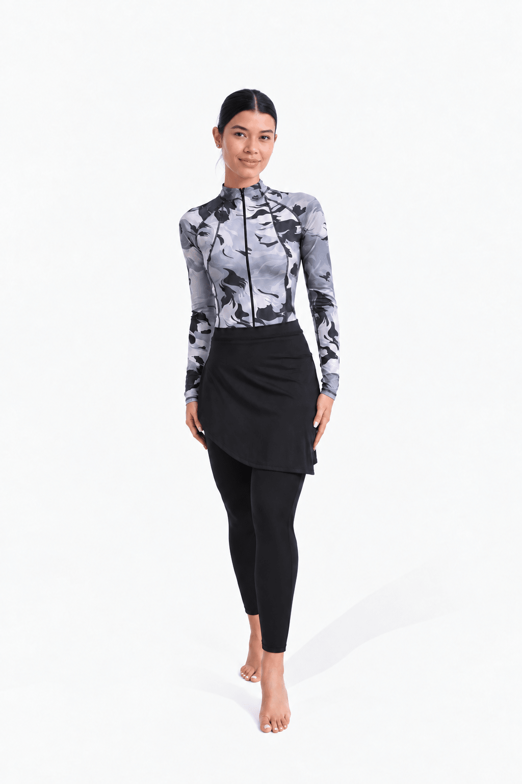 Black Camouflage Eclipse Burkini Set - Sigma Fit