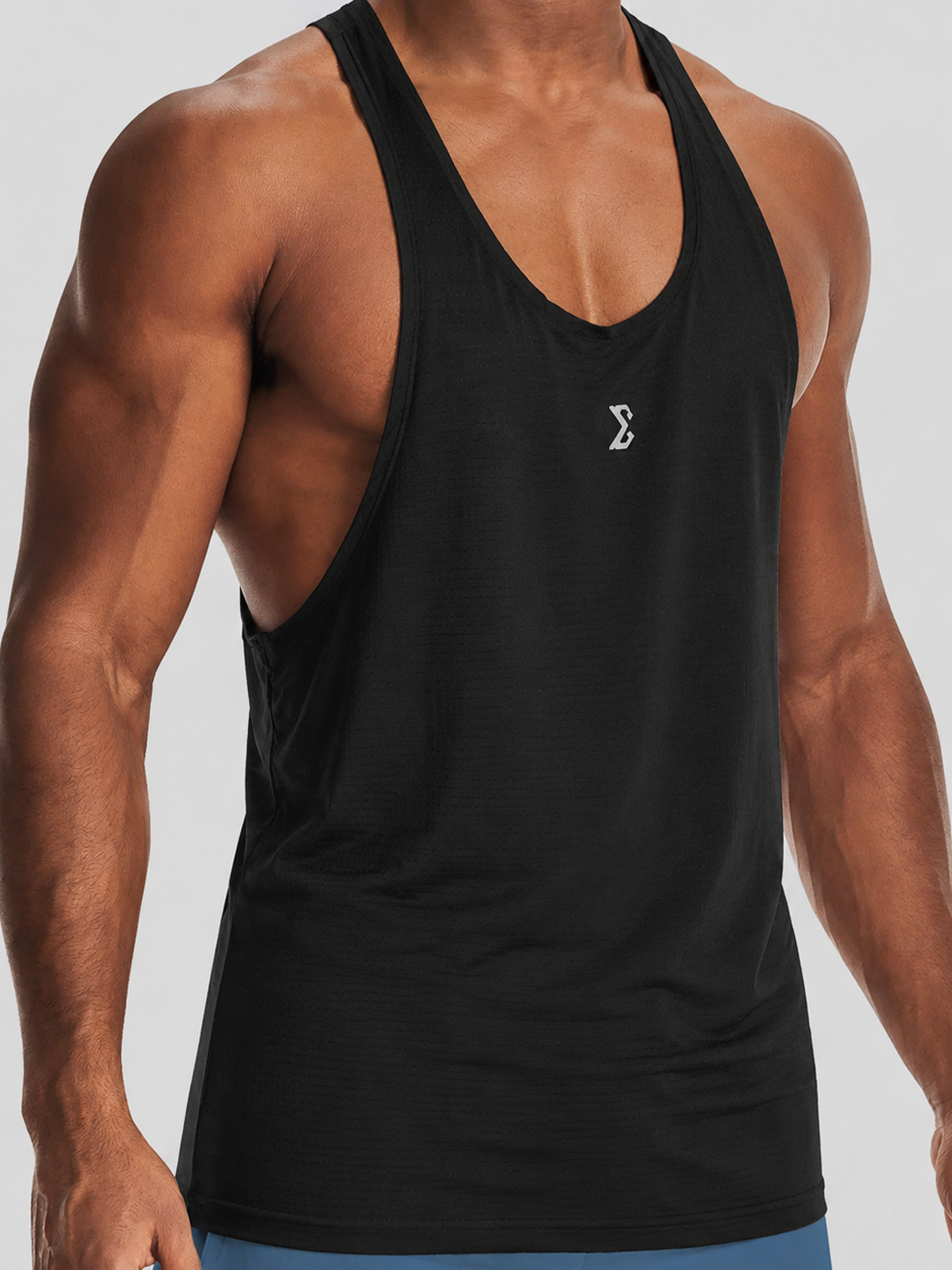 Black Form Tank Top front detail - Sigma Fit