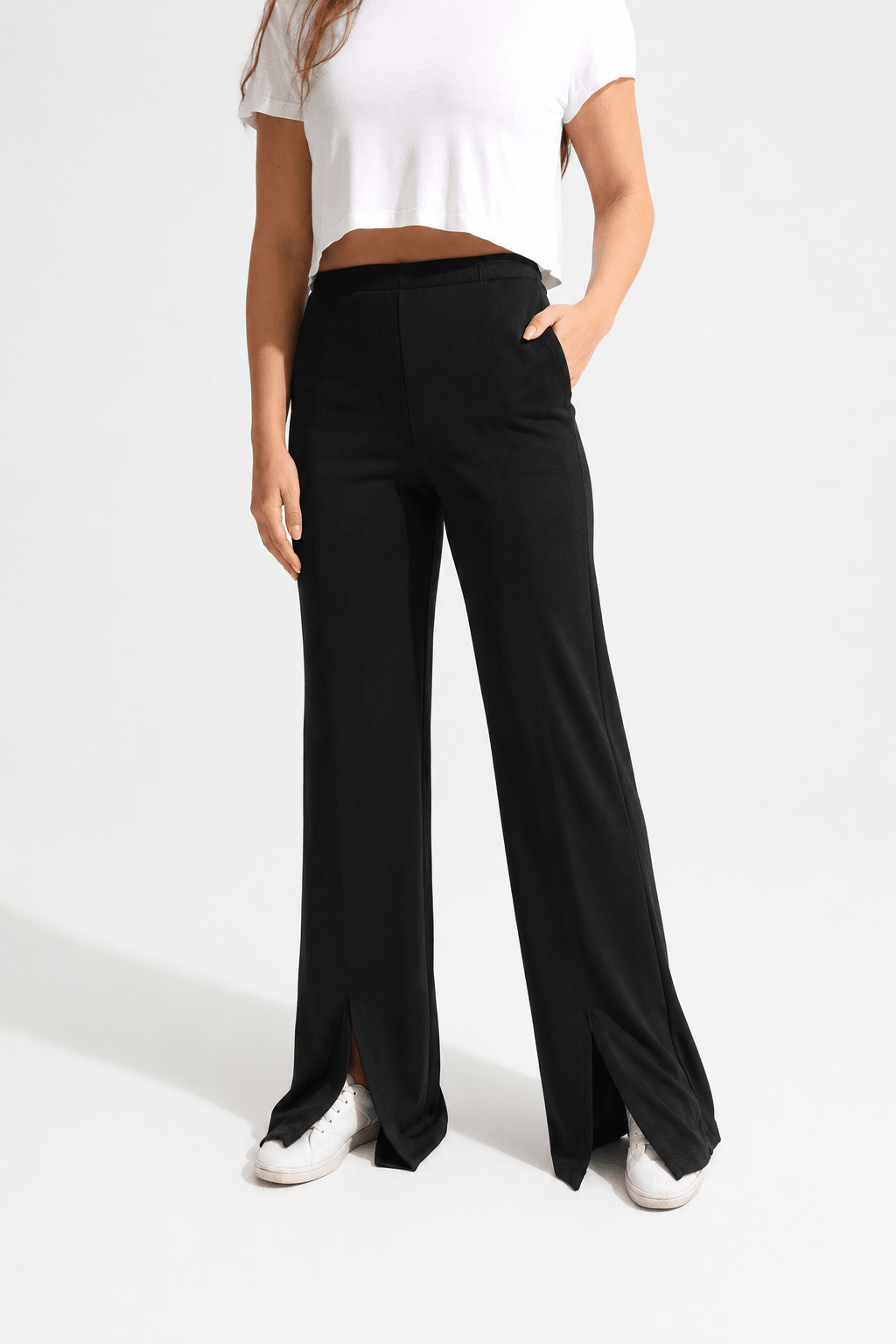Black Wide Split Pants - Sigma Fit