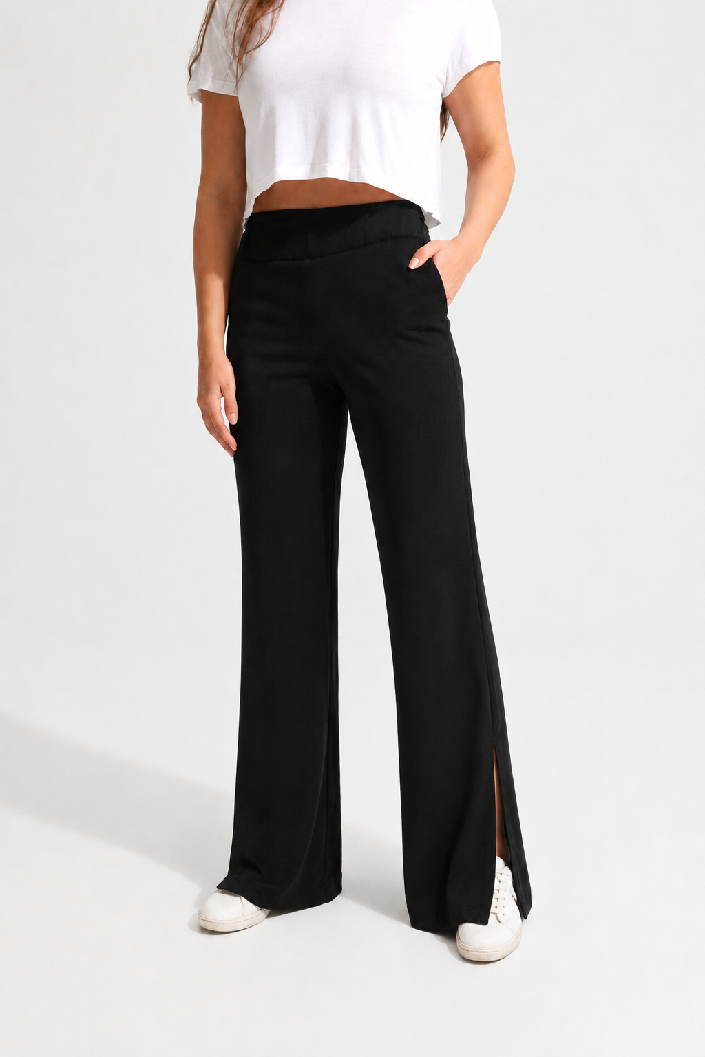 Black Wide Split Pants - Sigma Fit