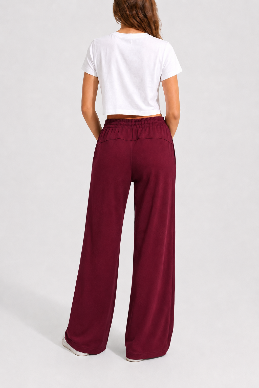 Burgundy Modal Wide Leg Pants - Sigma Fit