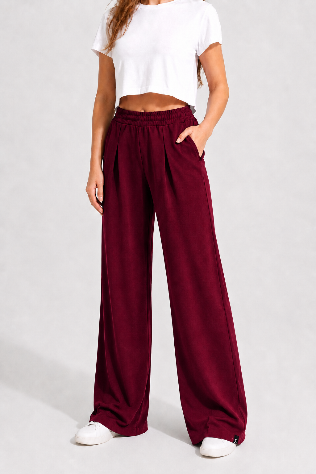 Burgundy Modal Wide Leg Pants - Sigma Fit