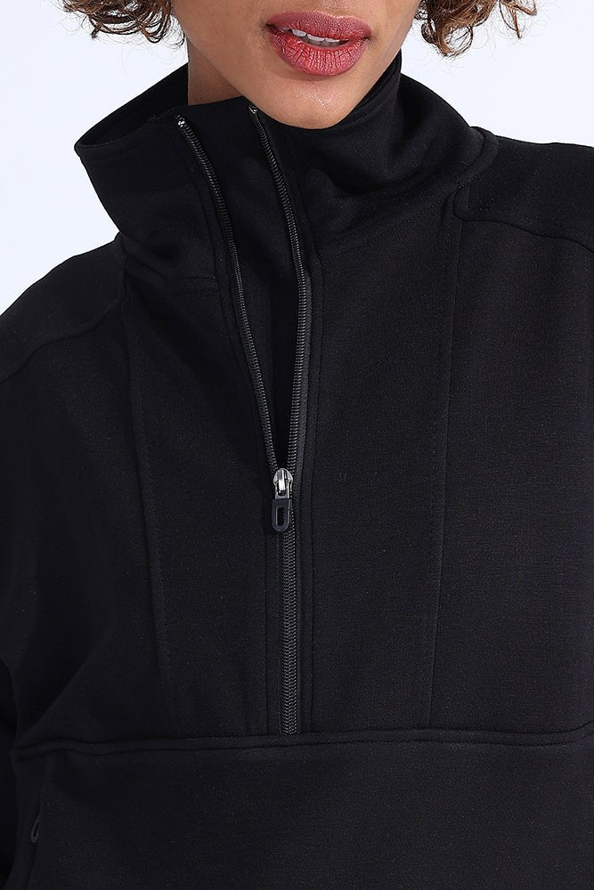 Black Modal Zip Sweatshirt - Sigma Fit