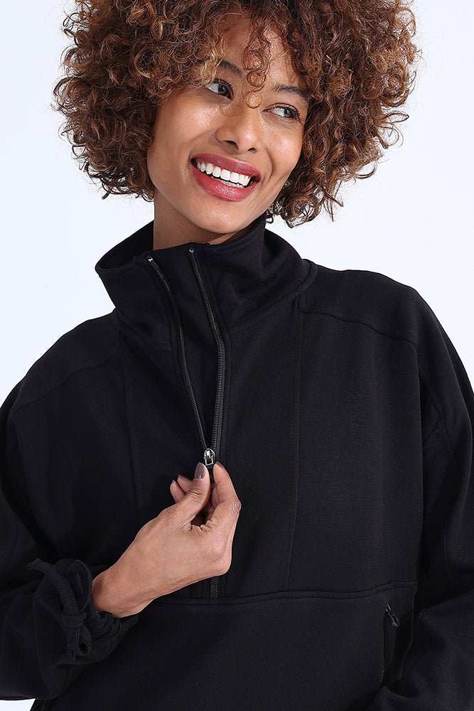 Black Modal Zip Sweatshirt - Sigma Fit