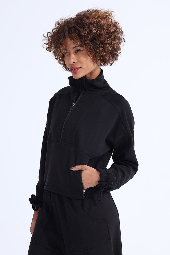 Black Modal Zip Sweatshirt - Sigma Fit