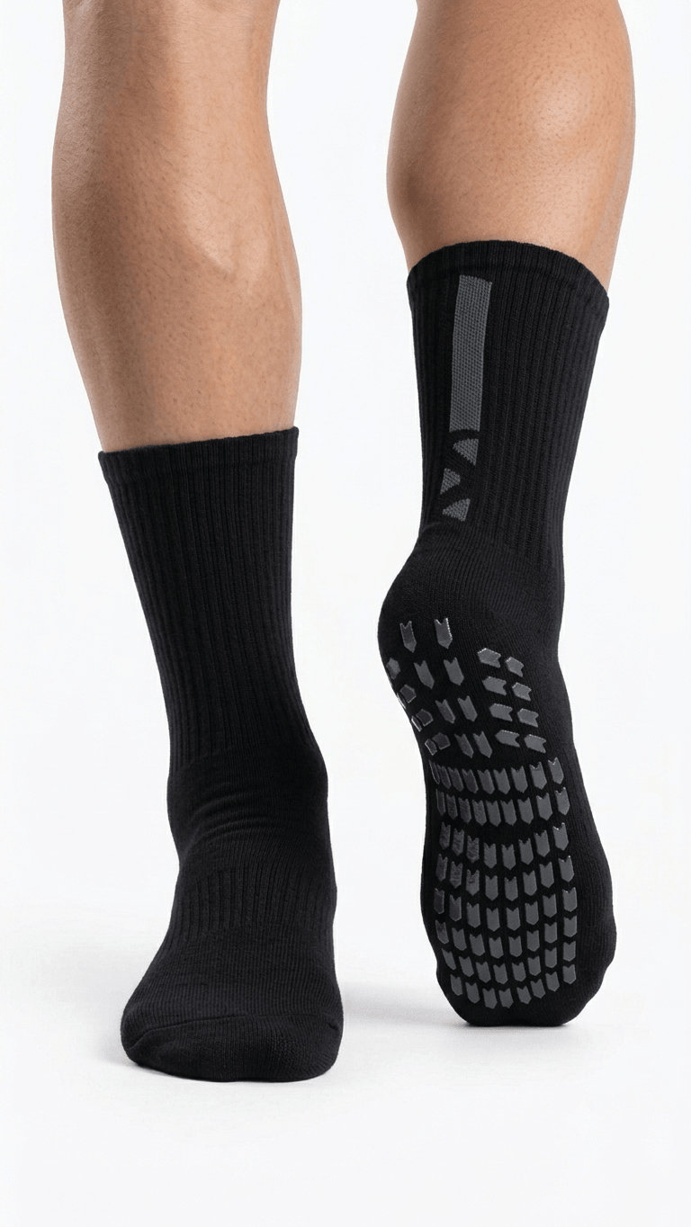 Black Silicone Crew Socks - Sigma Fit