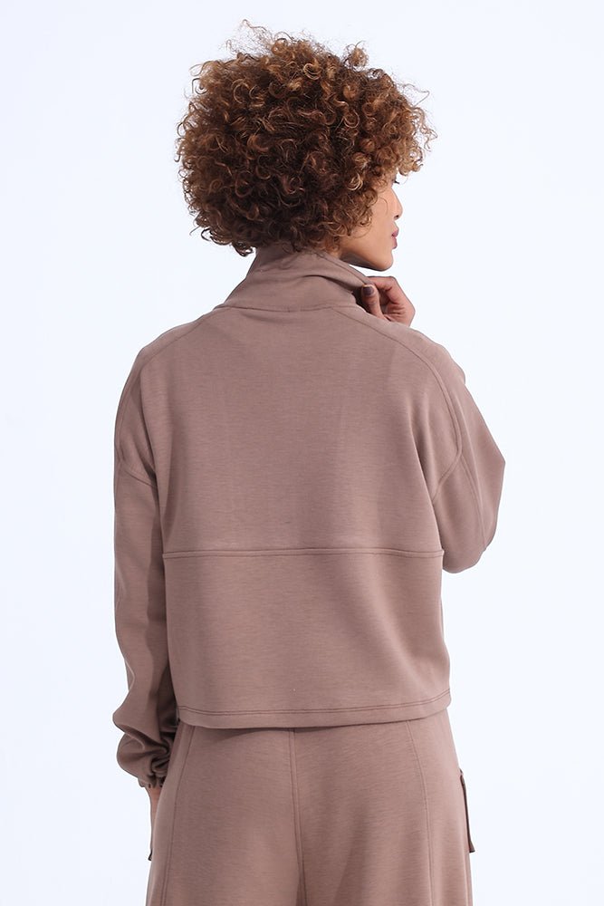 Brown Modal Zip Sweatshirt - Sigma Fit