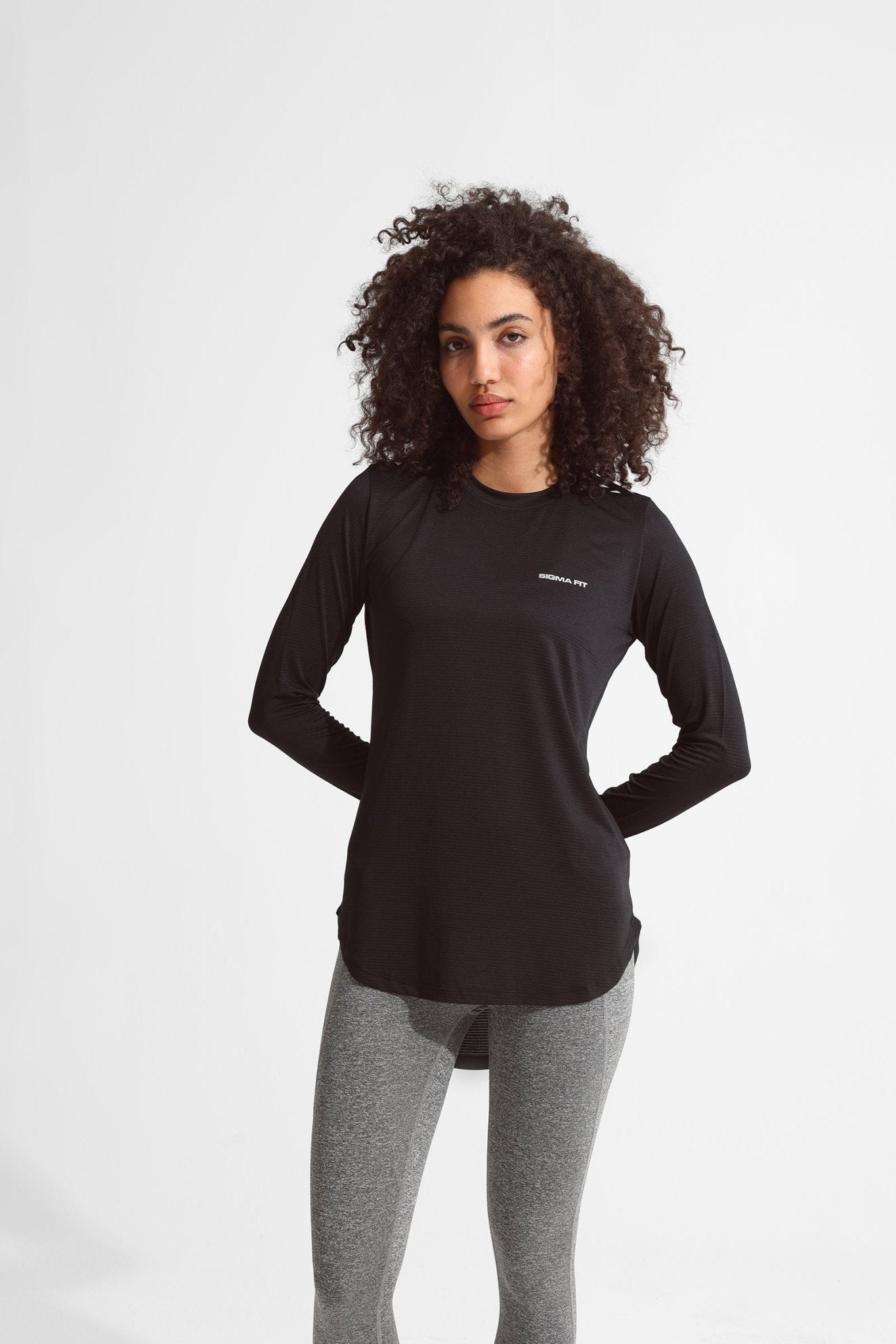 New Black Basic Women Long Sleeve - Sigma Fit