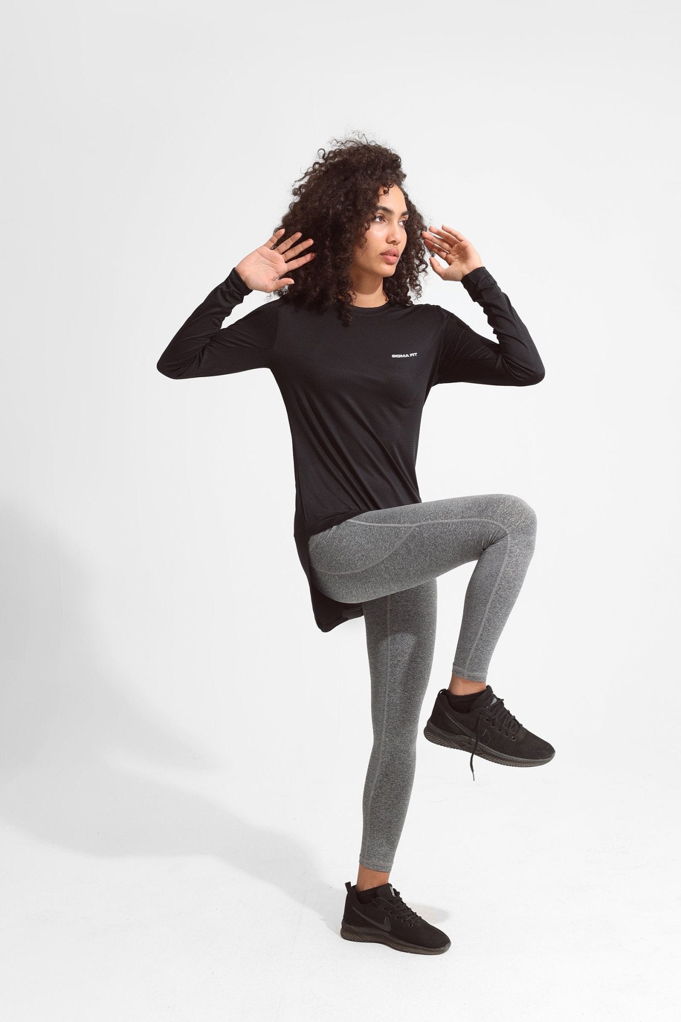 New Black Basic Women Long Sleeve - Sigma Fit