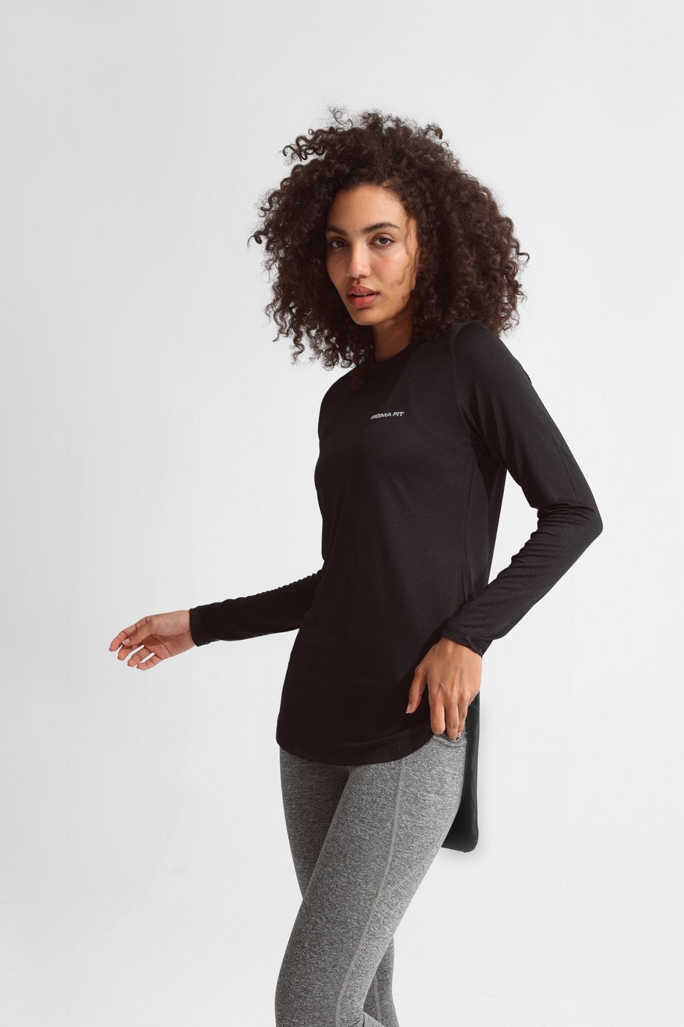 New Black Basic Women Long Sleeve - Sigma Fit