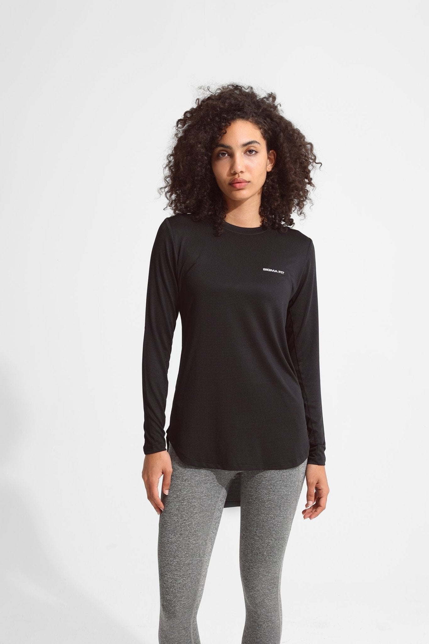 New Black Basic Women Long Sleeve - Sigma Fit