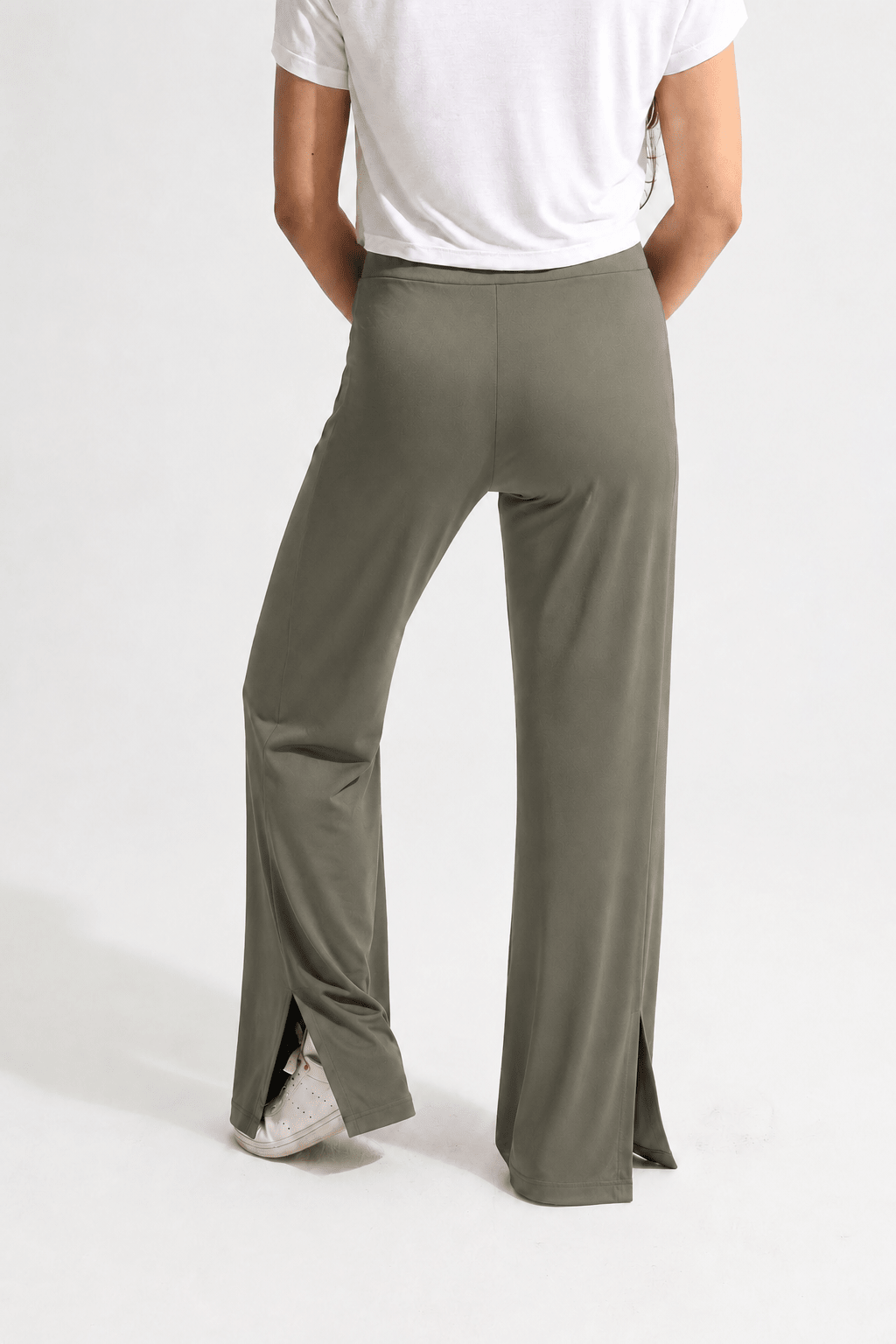 Olive Wide Split Pants - Sigma Fit