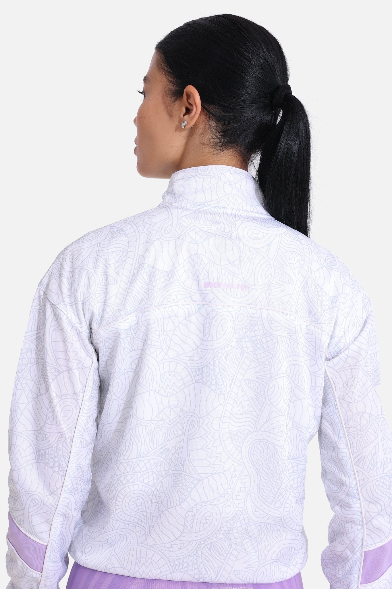 Printed White Tracksuit Jacket - Sigma Fit