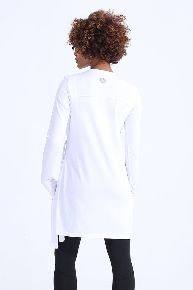 White Abstract Knotted LS Tee - Sigma Fit