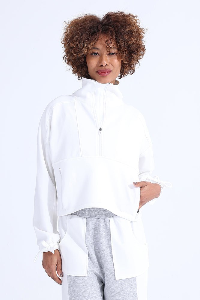 White Modal Zip Sweatshirt - Sigma Fit