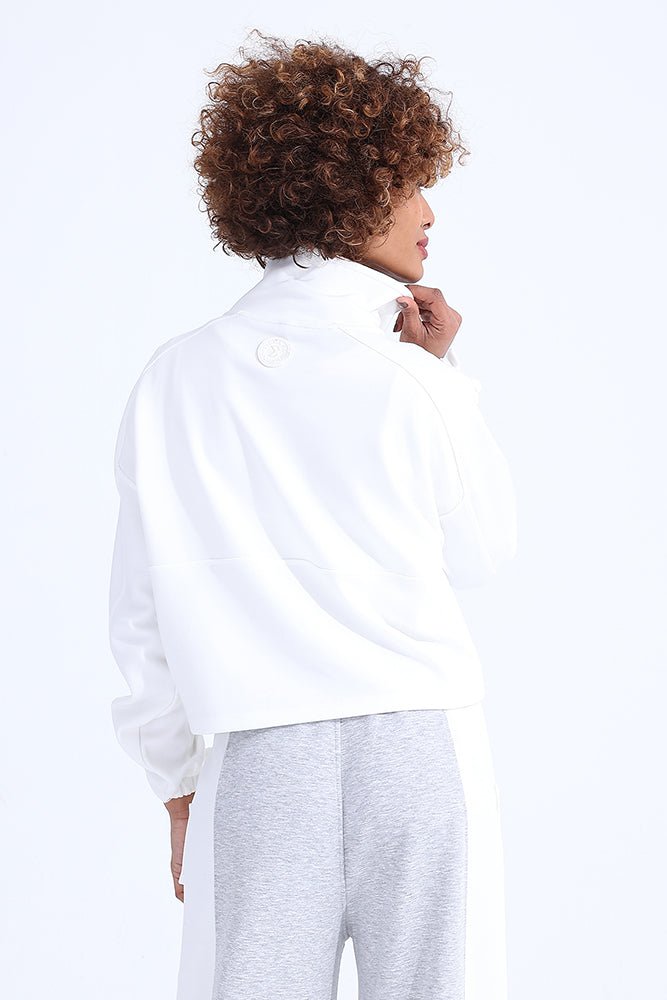 White Modal Zip Sweatshirt - Sigma Fit