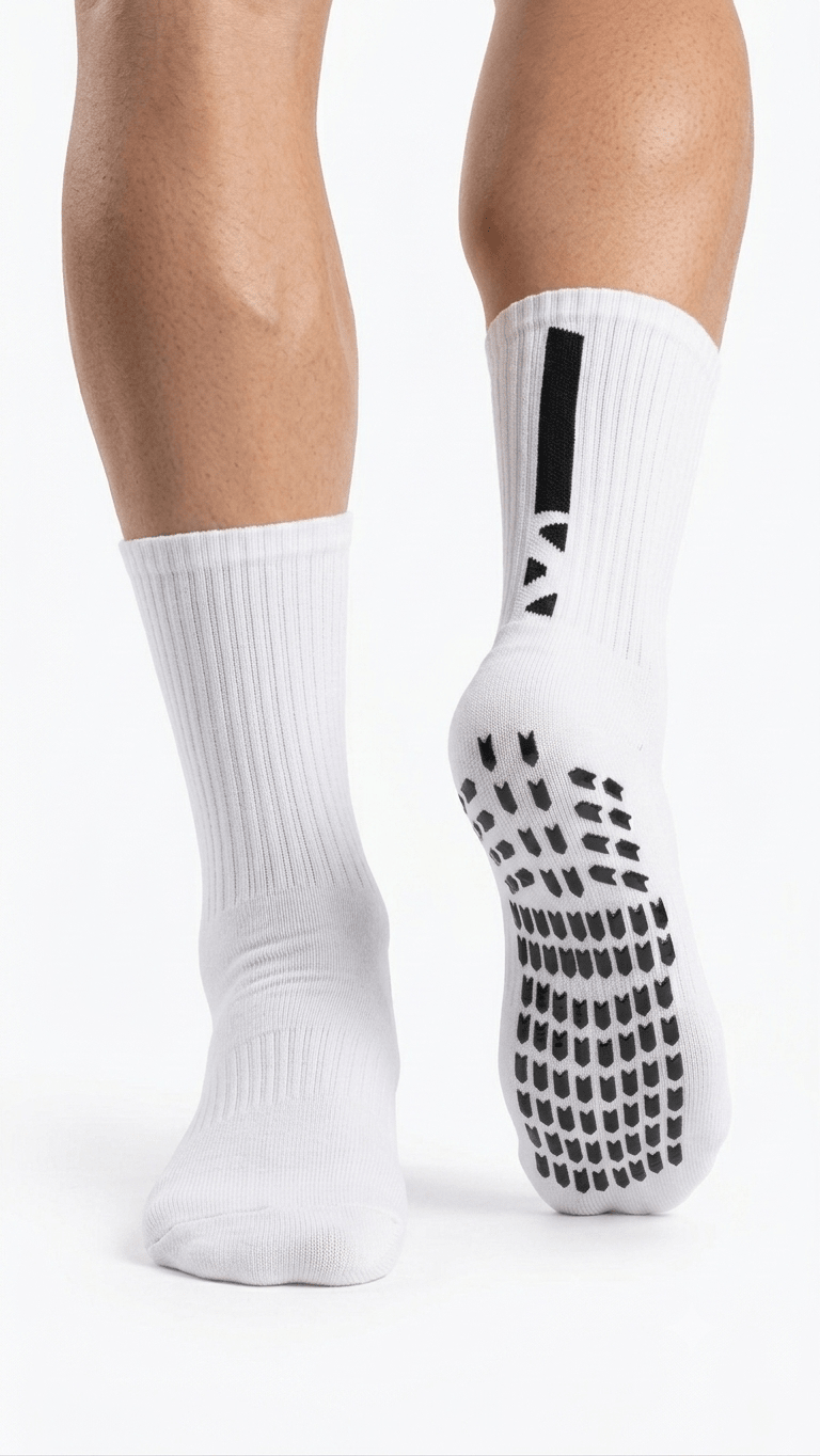 Silicone Crew Socks - White (Pack of 3 Pairs) - Sigma Fit