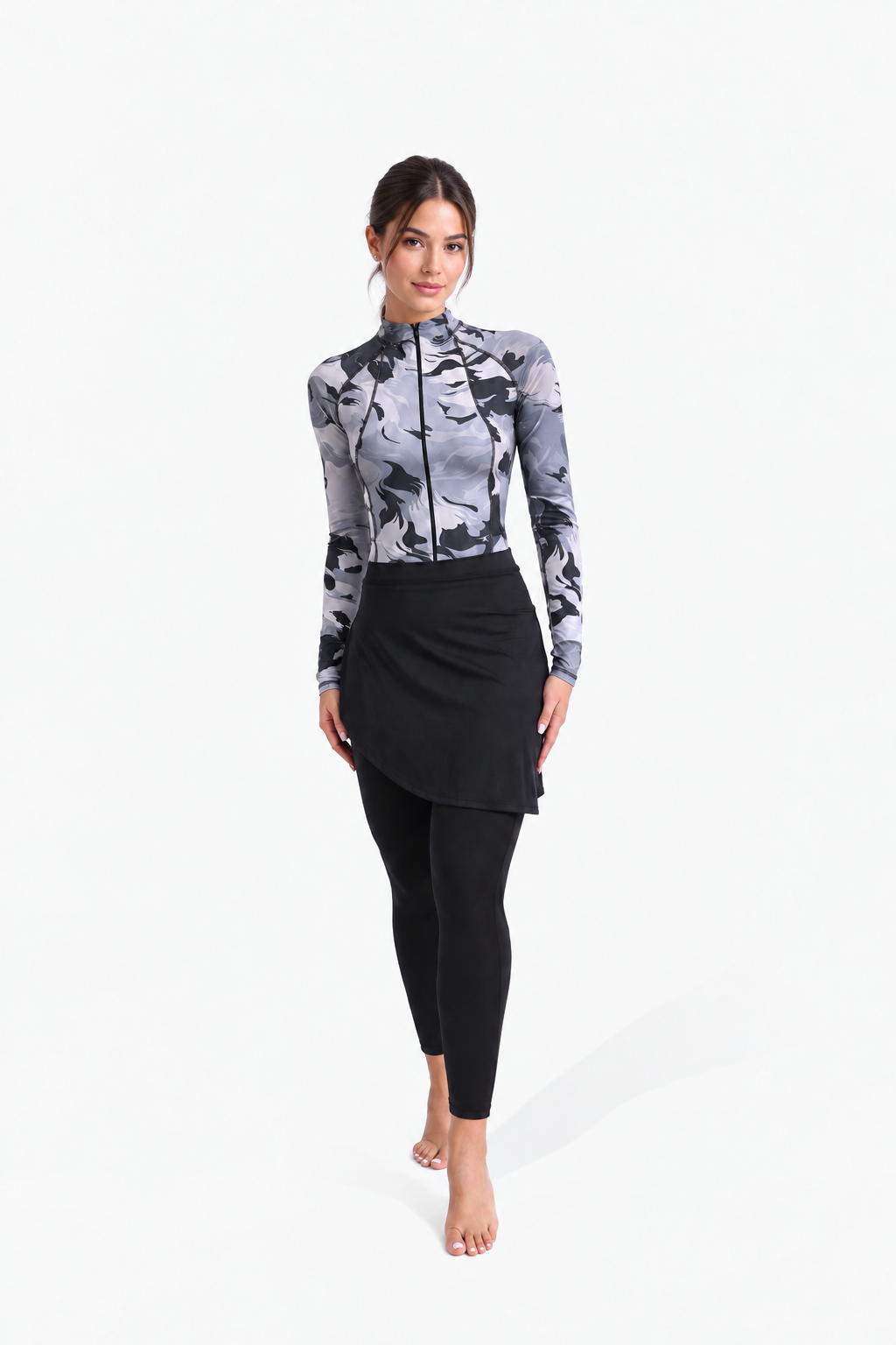 Black Camouflage Eclipse Burkini Set - Front - Sigma Fit