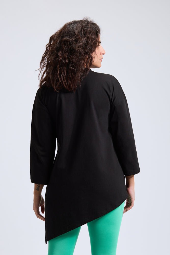 Black Abstract Oversized LS Tee - Sigma Fit