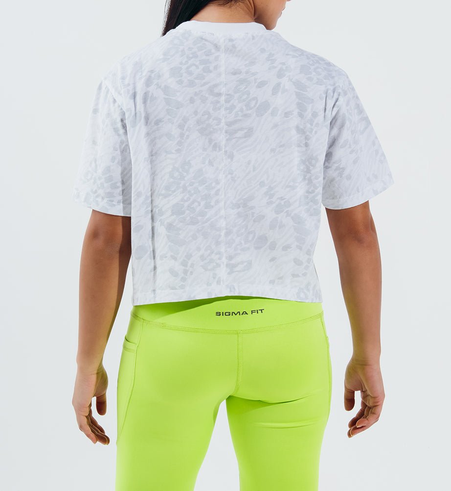 Printed White Flair T-Shirt - Sigma Fit
