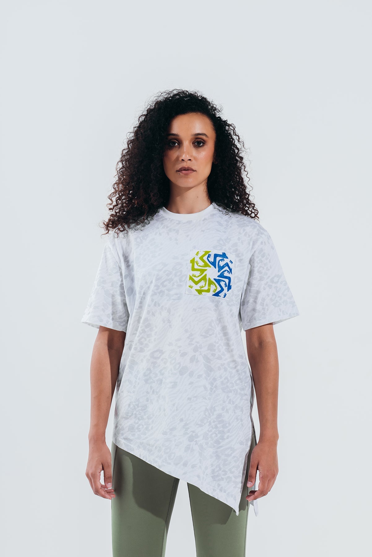 Printed White Oversized Short Sleeve - Sigma Fit