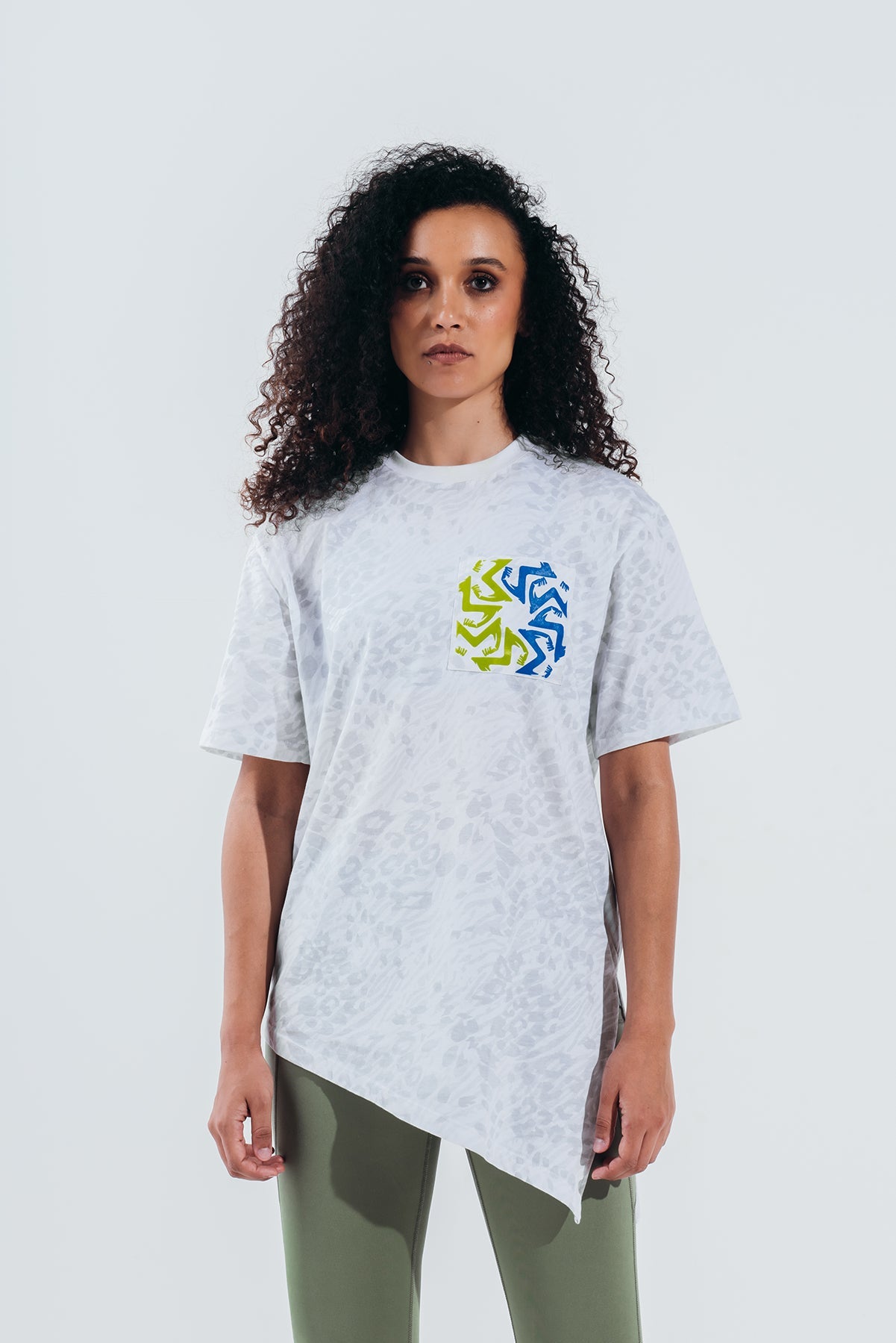 Printed White Oversized Short Sleeve - Sigma Fit