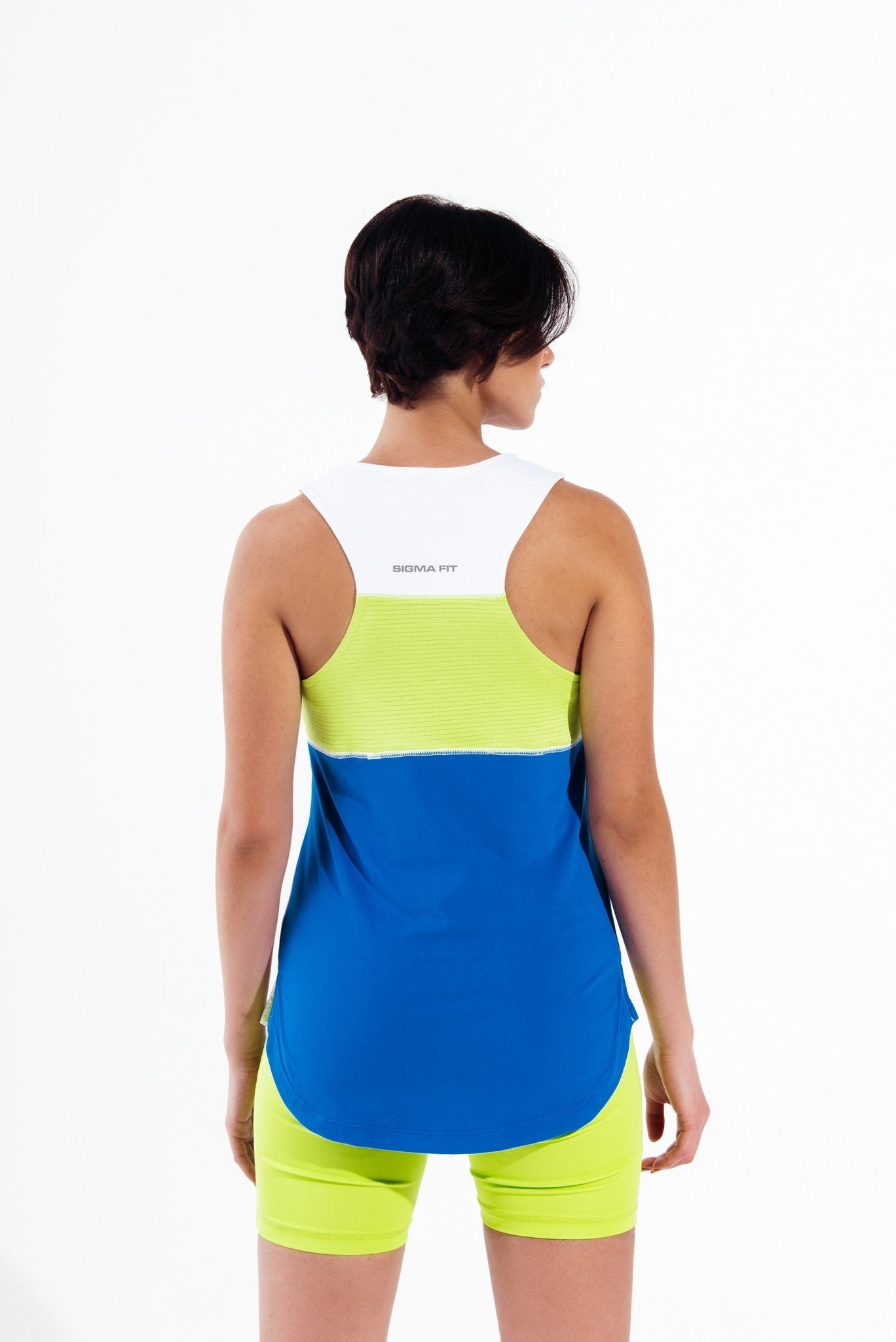 White X Skydiver X Acid Lime Racer Back Tank Top - Sigma Fit